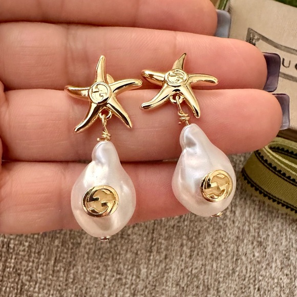 Gucci Jewelry - Gucci Gold Starfish Pearl Earrings